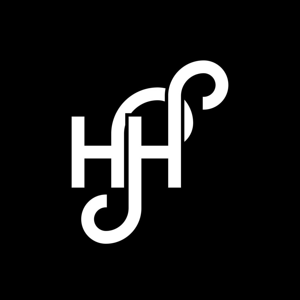 hh bokstavslogotypdesign på svart bakgrund. hh kreativa initialer bokstavslogotyp koncept. hh bokstavsdesign. hh vit bokstavsdesign på svart bakgrund. hh, hh logotyp vektor