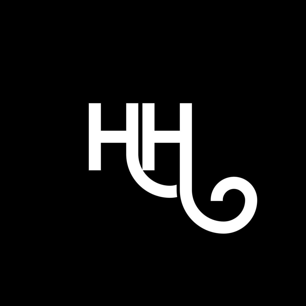 hh bokstavslogotypdesign på svart bakgrund. hh kreativa initialer bokstavslogotyp koncept. hh bokstavsdesign. hh vit bokstavsdesign på svart bakgrund. hh, hh logotyp vektor