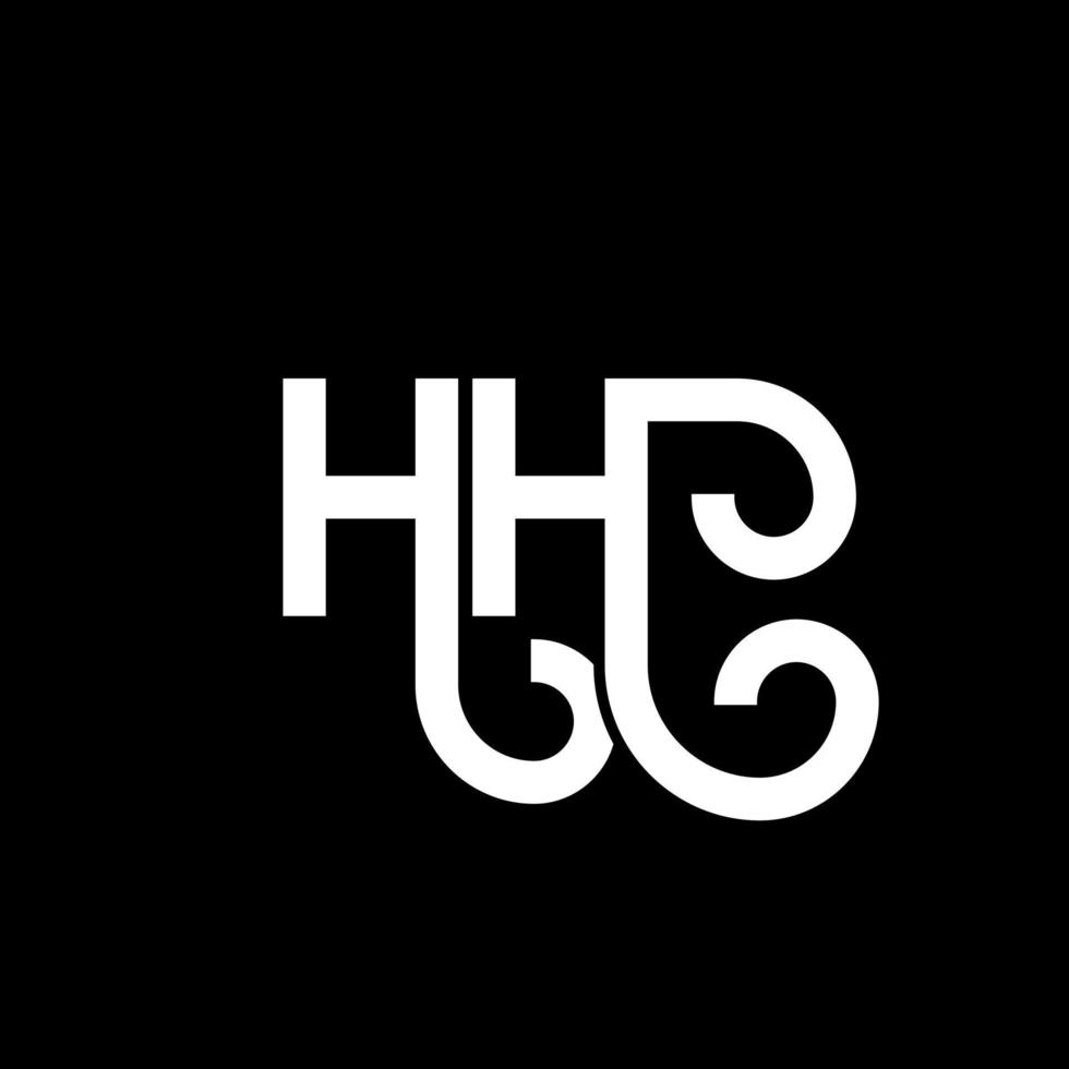 hh bokstavslogotypdesign på svart bakgrund. hh kreativa initialer bokstavslogotyp koncept. hh bokstavsdesign. hh vit bokstavsdesign på svart bakgrund. hh, hh logotyp vektor