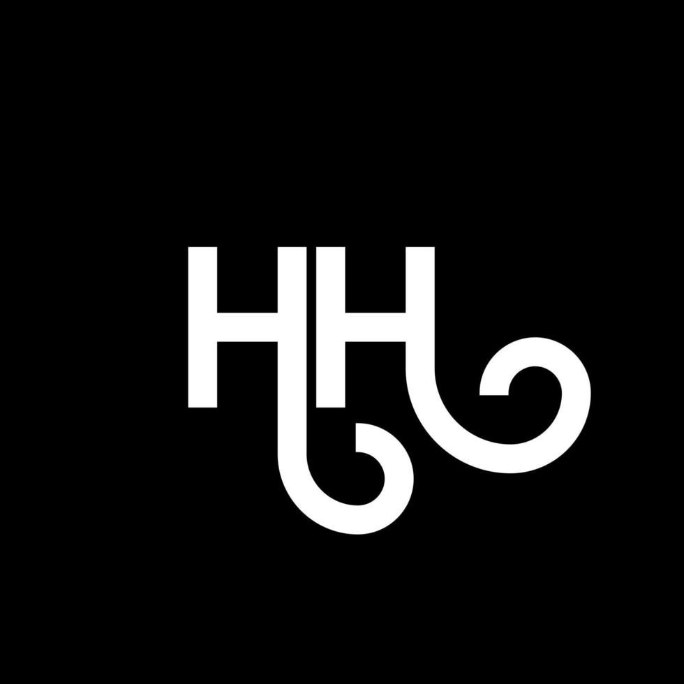 hh bokstavslogotypdesign på svart bakgrund. hh kreativa initialer bokstavslogotyp koncept. hh bokstavsdesign. hh vit bokstavsdesign på svart bakgrund. hh, hh logotyp vektor