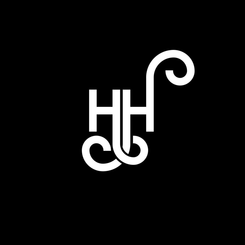 hh bokstavslogotypdesign på svart bakgrund. hh kreativa initialer bokstavslogotyp koncept. hh bokstavsdesign. hh vit bokstavsdesign på svart bakgrund. hh, hh logotyp vektor