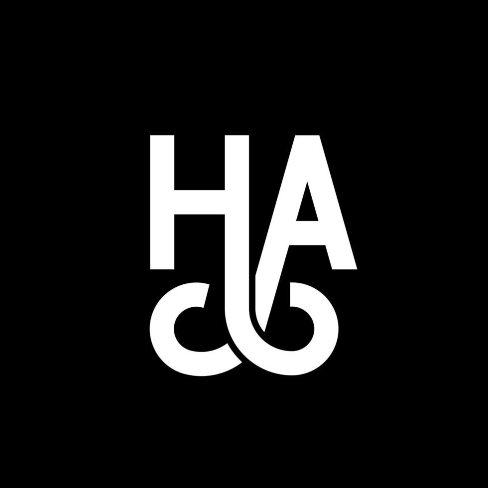 ha-Buchstaben-Logo-Design auf schwarzem Hintergrund. ha kreative Initialen schreiben Logo-Konzept. ha Briefgestaltung. ha weißes Buchstabendesign auf schwarzem Hintergrund. Haha-Logo vektor