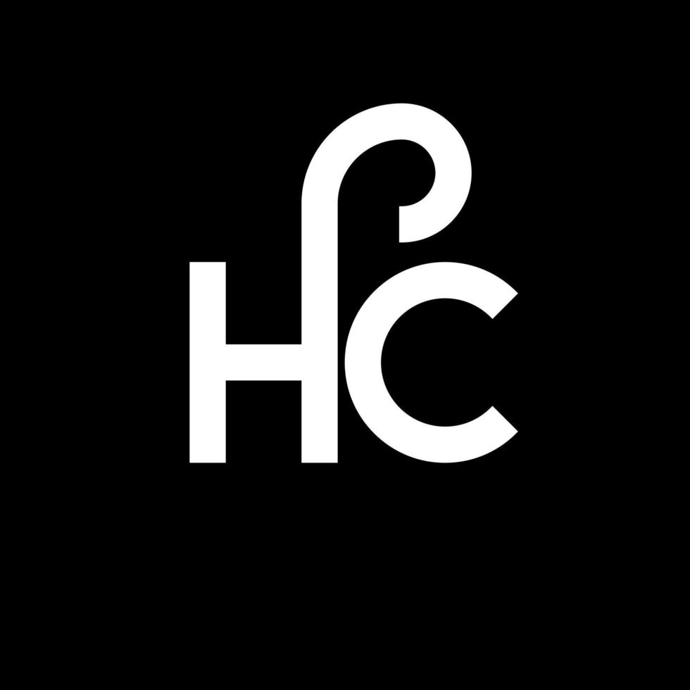 hc brev logotyp design på svart bakgrund. hc kreativa initialer bokstavslogotyp koncept. hc bokstavsdesign. hc vit bokstavsdesign på svart bakgrund. hc, hc logotyp vektor