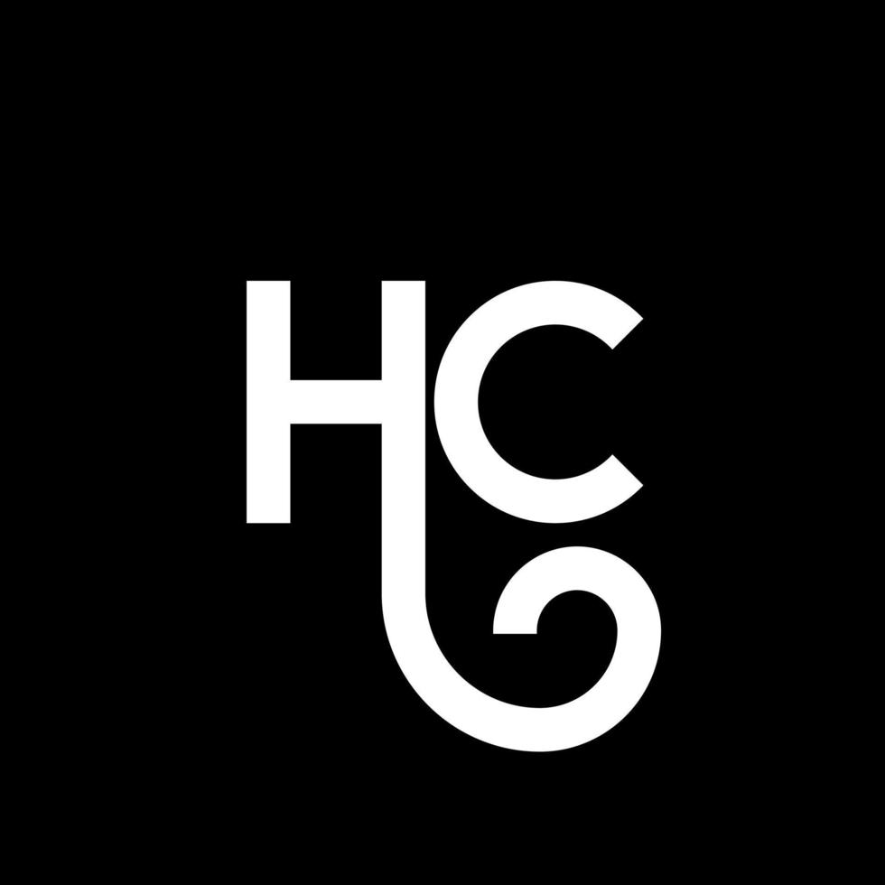 hc brev logotyp design på svart bakgrund. hc kreativa initialer bokstavslogotyp koncept. hc bokstavsdesign. hc vit bokstavsdesign på svart bakgrund. hc, hc logotyp vektor