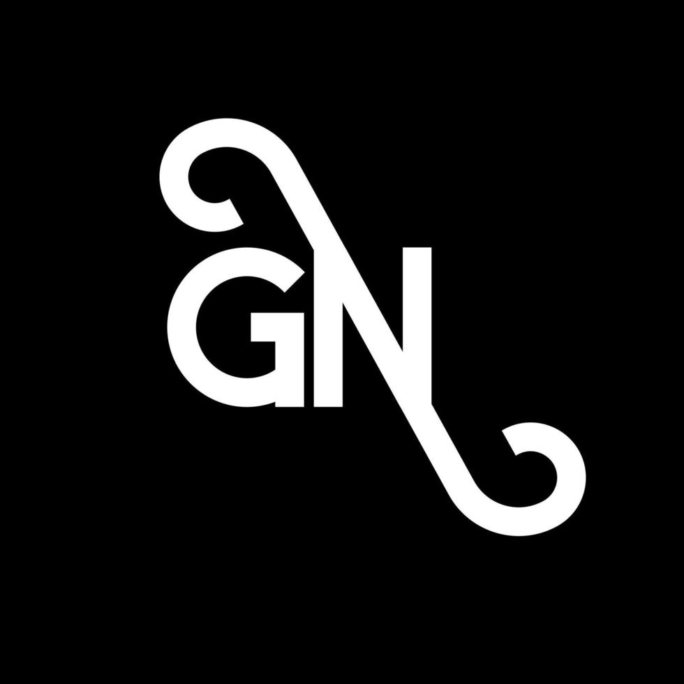 gn brev logotyp design på svart bakgrund. gn kreativa initialer brev logotyp koncept. gn bokstavsdesign. gn vit bokstav design på svart bakgrund. gn, gn logotyp vektor