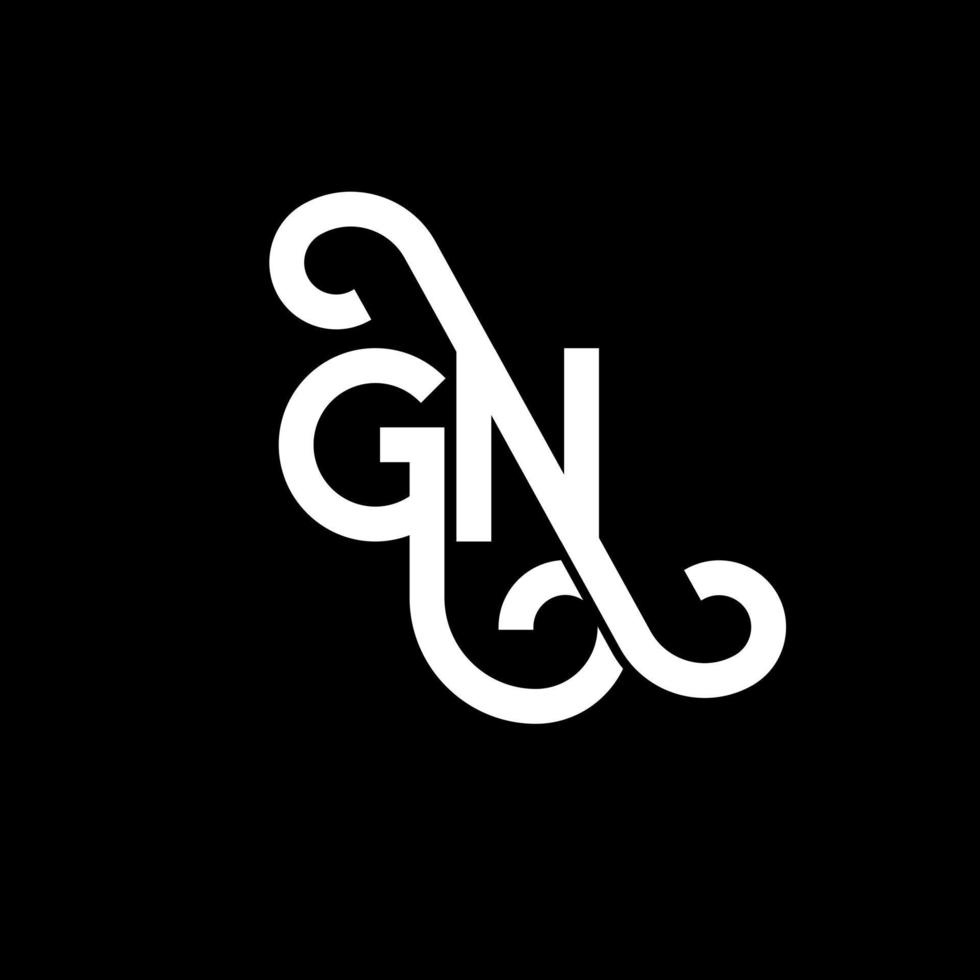 gn brev logotyp design på svart bakgrund. gn kreativa initialer brev logotyp koncept. gn bokstavsdesign. gn vit bokstav design på svart bakgrund. gn, gn logotyp vektor