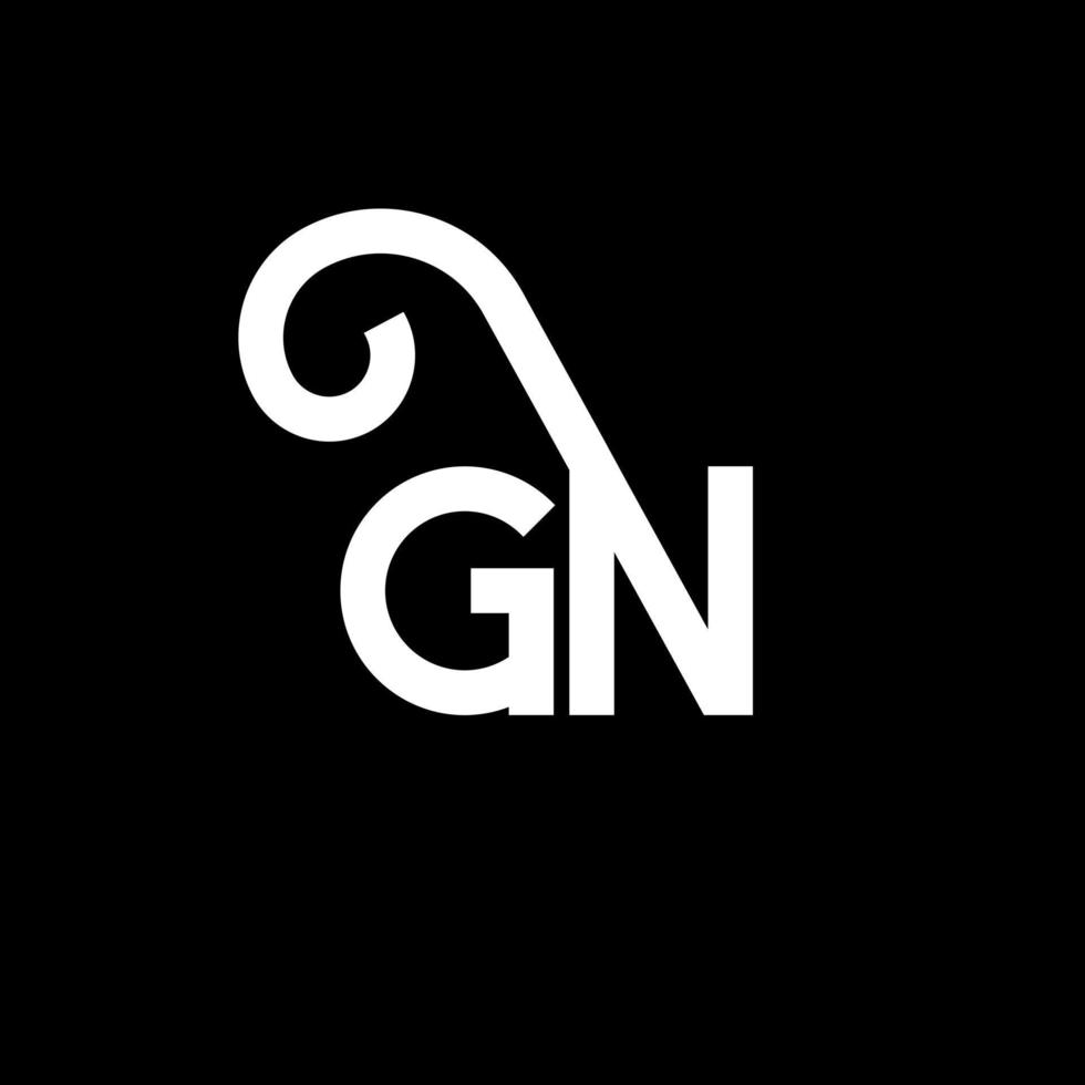 gn brev logotyp design på svart bakgrund. gn kreativa initialer brev logotyp koncept. gn bokstavsdesign. gn vit bokstav design på svart bakgrund. gn, gn logotyp vektor