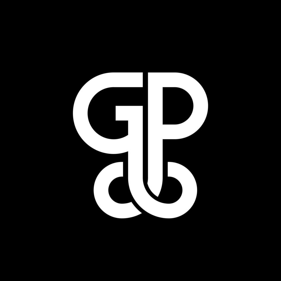 gp brev logotyp design på svart bakgrund. gp kreativa initialer brev logotyp koncept. gp brev design. gp vit bokstavsdesign på svart bakgrund. gp, gp logotyp vektor