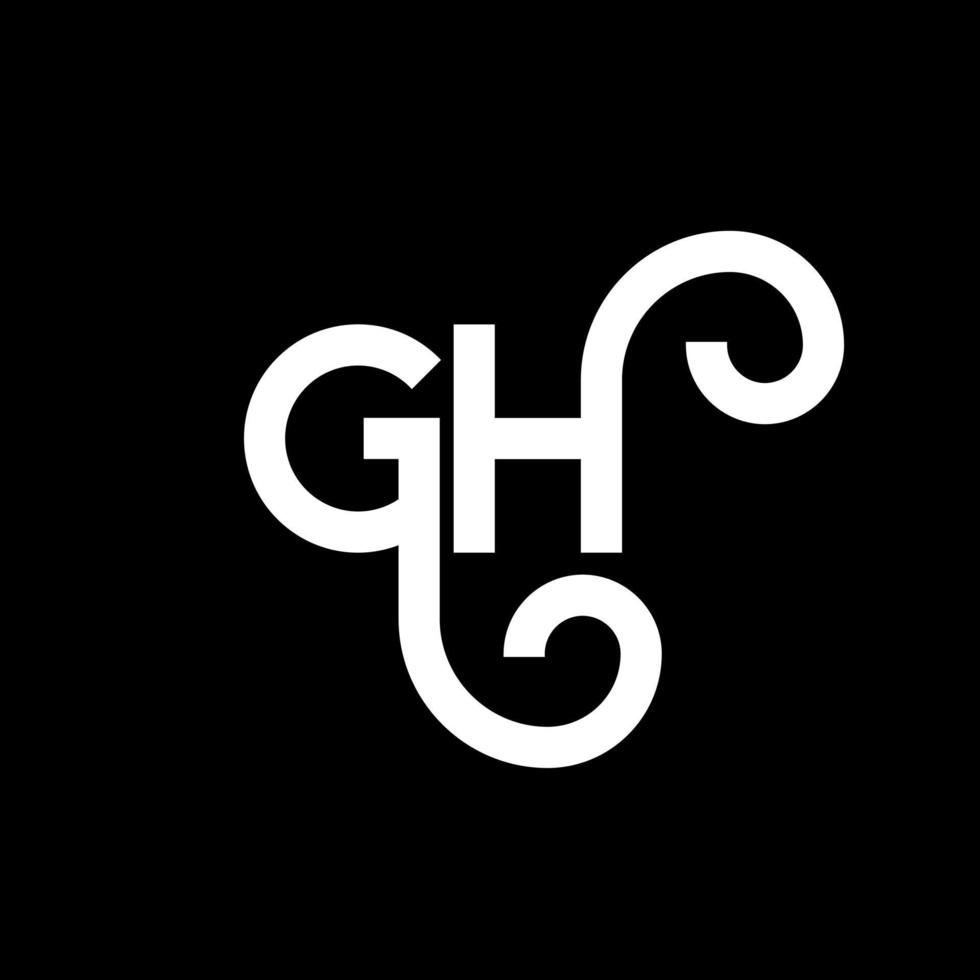 gh-Buchstaben-Logo-Design auf schwarzem Hintergrund. gh kreatives Initialen-Buchstaben-Logo-Konzept. gh Briefgestaltung. gh weißes Buchstabendesign auf schwarzem Hintergrund. gh, gh-Logo vektor