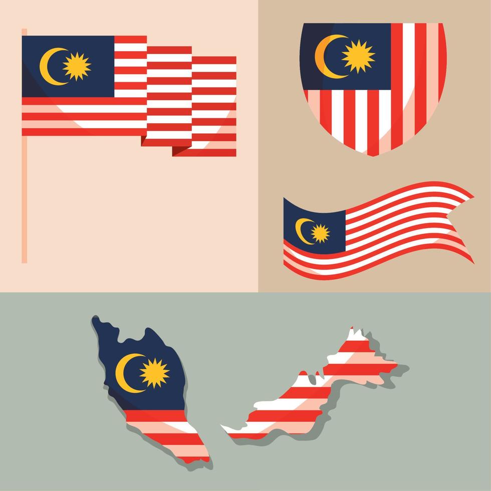 självständighetsdagen flaggor malaysia vektor