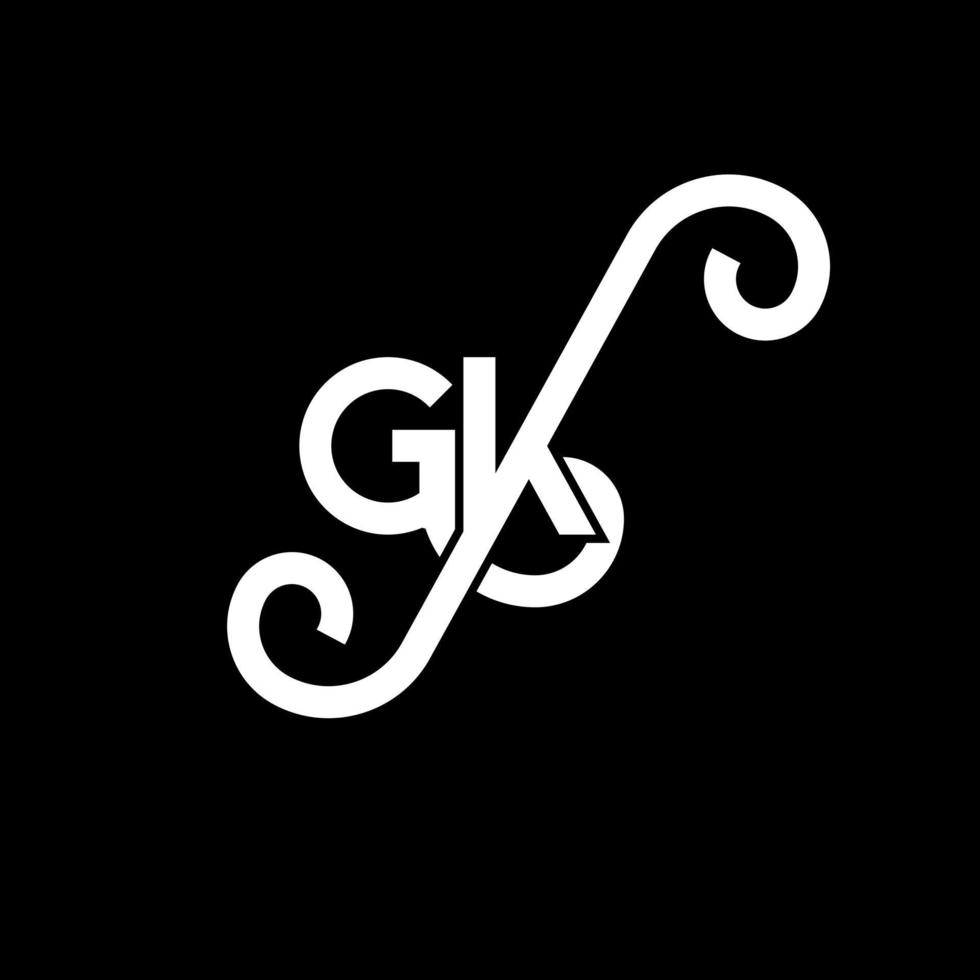 gk brev logotyp design på svart bakgrund. gk kreativa initialer bokstavslogotyp koncept. gk bokstavsdesign. gk vit bokstavsdesign på svart bakgrund. gk, gk logotyp vektor