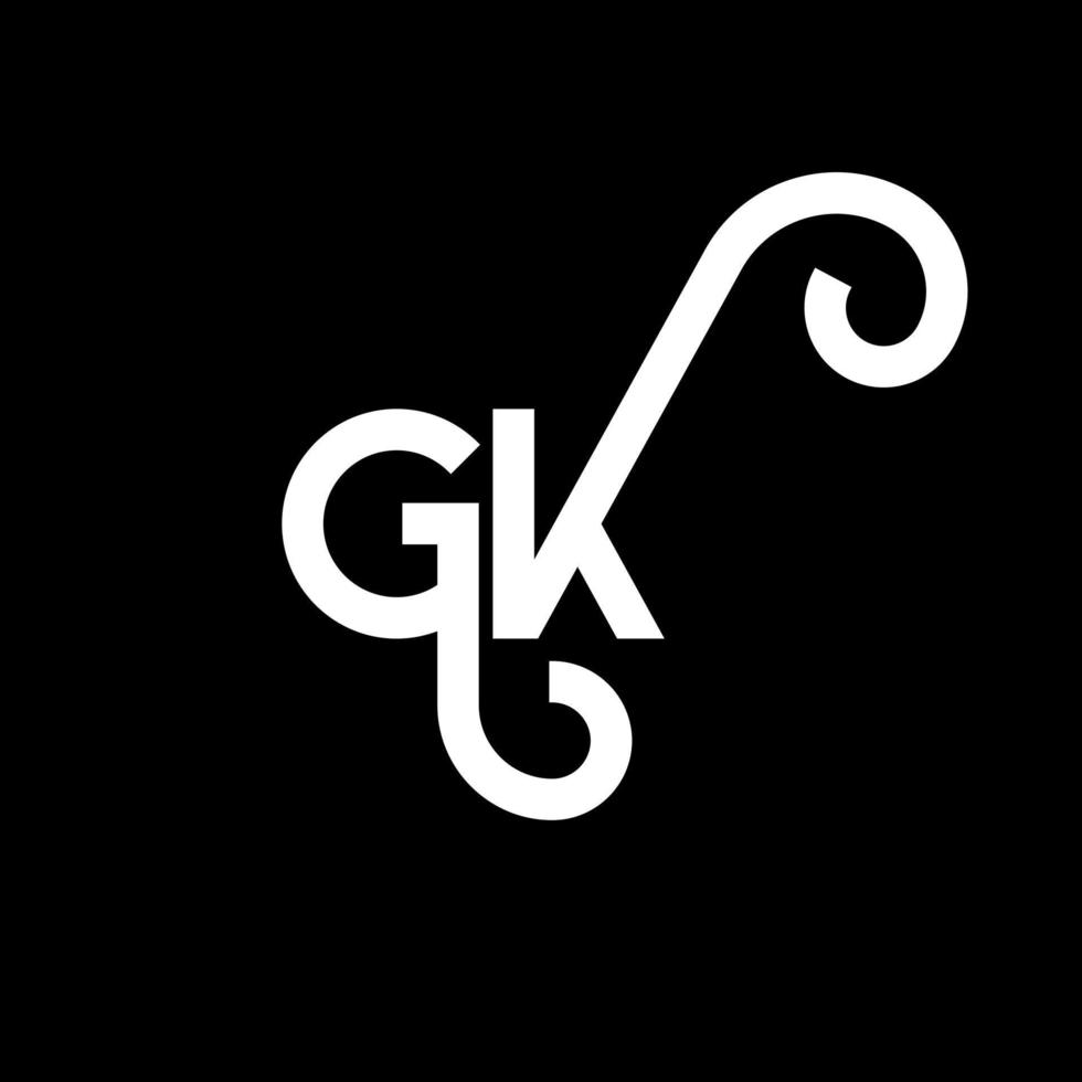 gk brev logotyp design på svart bakgrund. gk kreativa initialer bokstavslogotyp koncept. gk bokstavsdesign. gk vit bokstavsdesign på svart bakgrund. gk, gk logotyp vektor