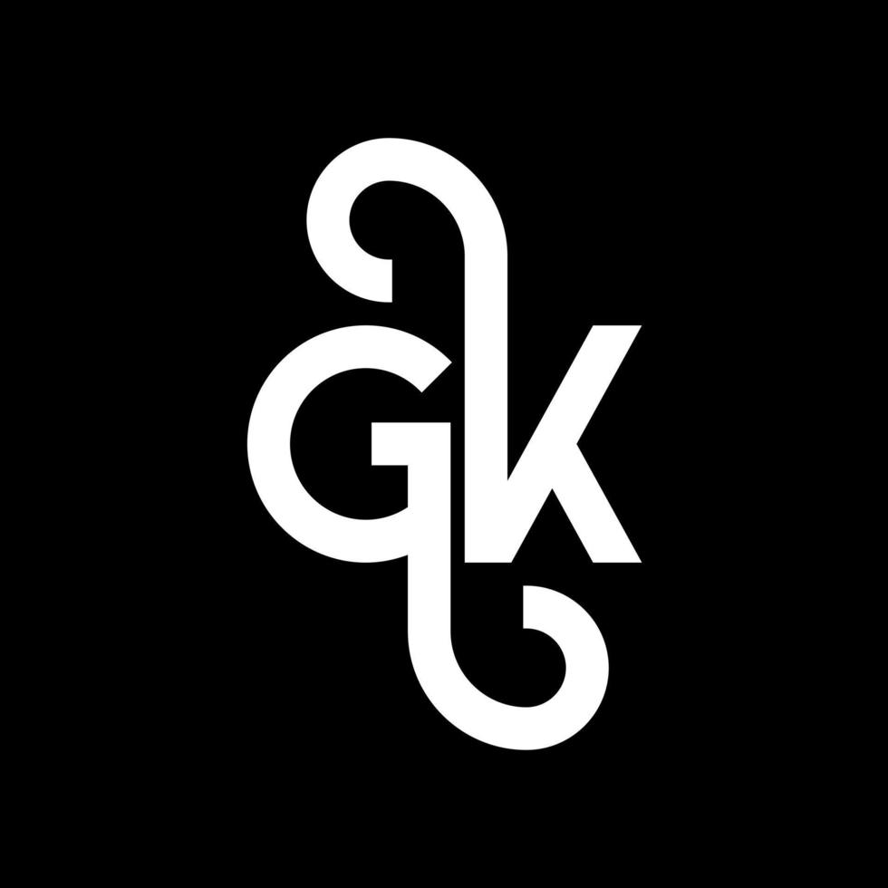 gk-Buchstaben-Logo-Design auf schwarzem Hintergrund. gk kreative Initialen schreiben Logo-Konzept. gk Briefgestaltung. gk weißes Buchstabendesign auf schwarzem Hintergrund. gk, gk-Logo vektor