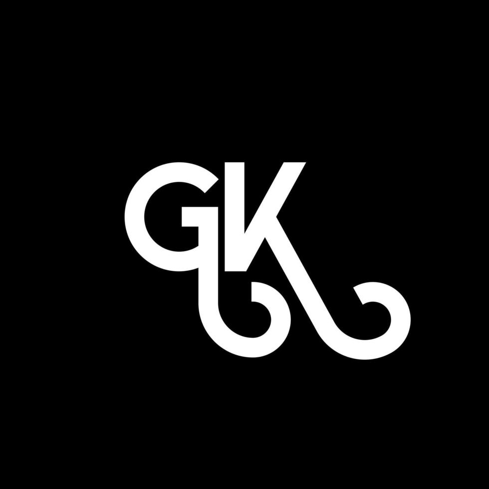 gk brev logotyp design på svart bakgrund. gk kreativa initialer bokstavslogotyp koncept. gk bokstavsdesign. gk vit bokstavsdesign på svart bakgrund. gk, gk logotyp vektor