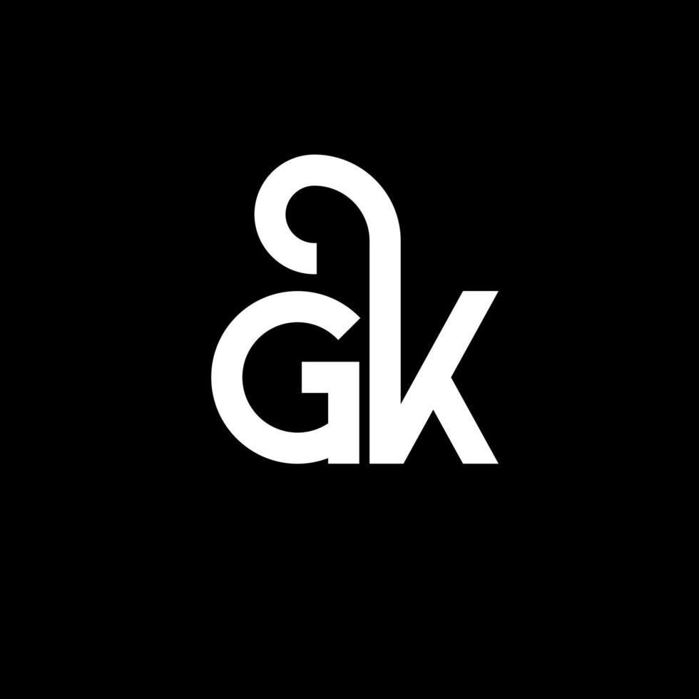 gk brev logotyp design på svart bakgrund. gk kreativa initialer bokstavslogotyp koncept. gk bokstavsdesign. gk vit bokstavsdesign på svart bakgrund. gk, gk logotyp vektor