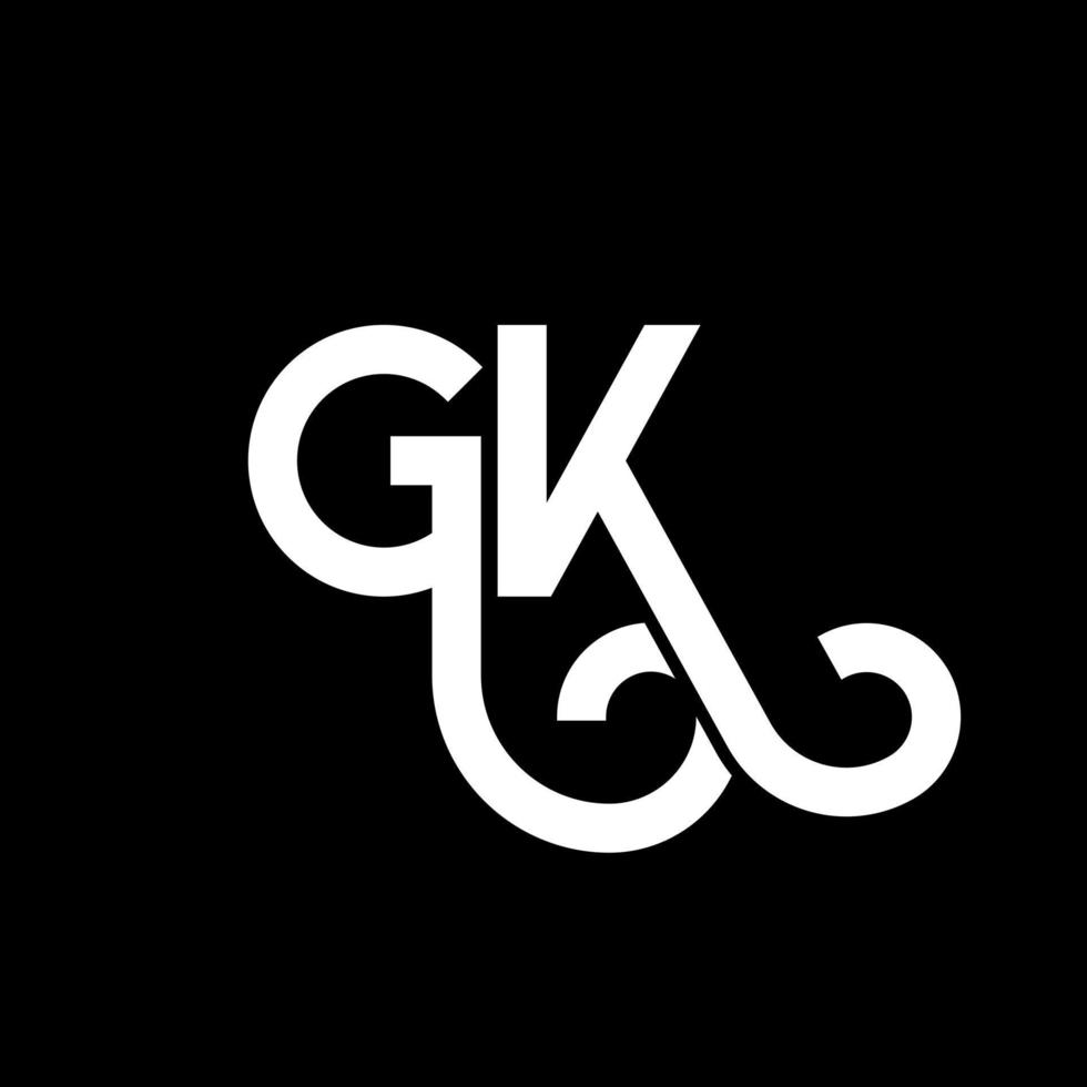 gk brev logotyp design på svart bakgrund. gk kreativa initialer bokstavslogotyp koncept. gk bokstavsdesign. gk vit bokstavsdesign på svart bakgrund. gk, gk logotyp vektor