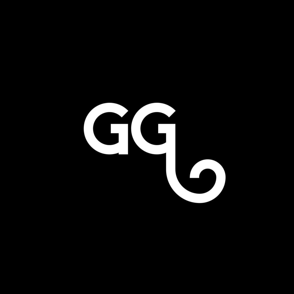 gg-Buchstaben-Logo-Design auf schwarzem Hintergrund. gg kreative Initialen schreiben Logo-Konzept. gg Briefgestaltung. gg weißes Buchstabendesign auf schwarzem Hintergrund. gg, gg-Logo vektor