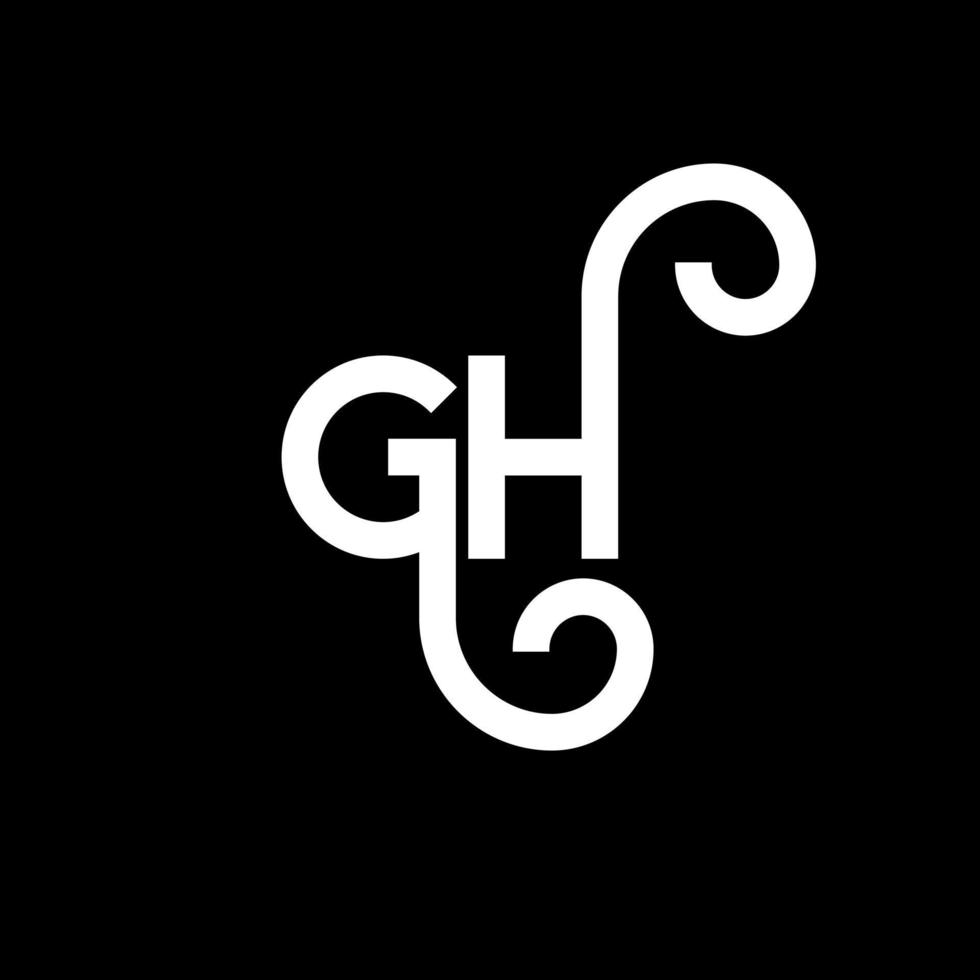 gh brev logotyp design på svart bakgrund. gh kreativa initialer brev logotyp koncept. gh bokstavsdesign. gh vit bokstavsdesign på svart bakgrund. gh, gh logotyp vektor