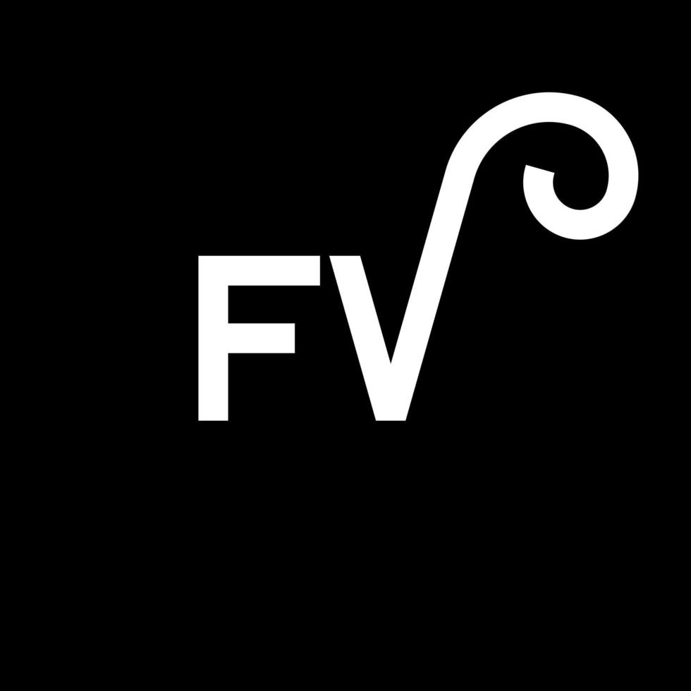 fv brev logotyp design på svart bakgrund. fv kreativa initialer bokstavslogotyp koncept. fv bokstavsdesign. fv vit bokstavsdesign på svart bakgrund. fv, fv logotyp vektor