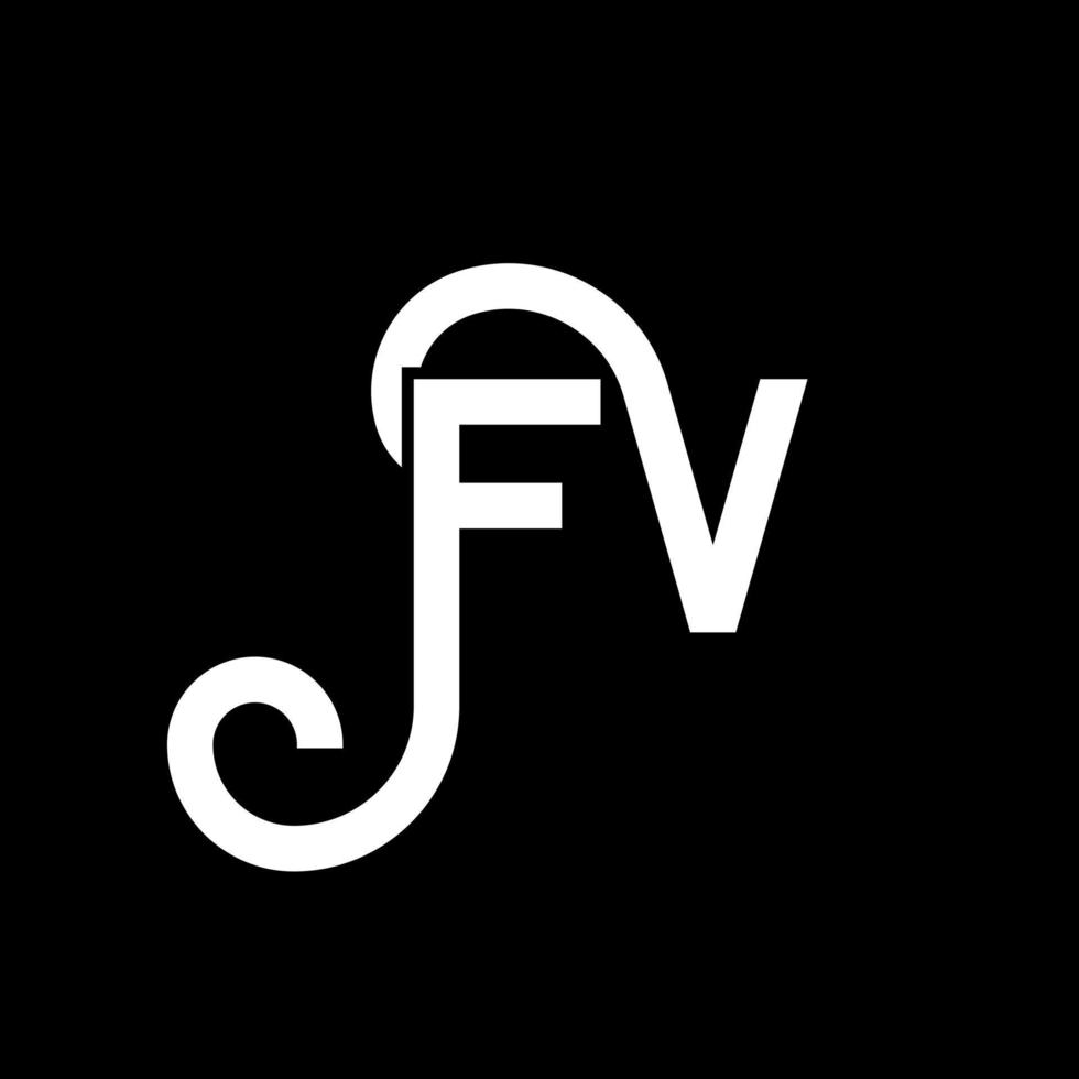 fv brev logotyp design på svart bakgrund. fv kreativa initialer bokstavslogotyp koncept. fv bokstavsdesign. fv vit bokstavsdesign på svart bakgrund. fv, fv logotyp vektor