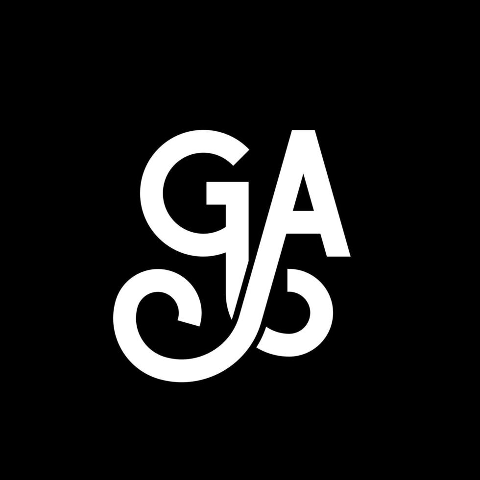 ga-Buchstaben-Logo-Design auf schwarzem Hintergrund. ga kreatives Initialen-Buchstaben-Logo-Konzept. ga Briefgestaltung. g weißes Buchstabendesign auf schwarzem Hintergrund. ga, ga-Logo vektor