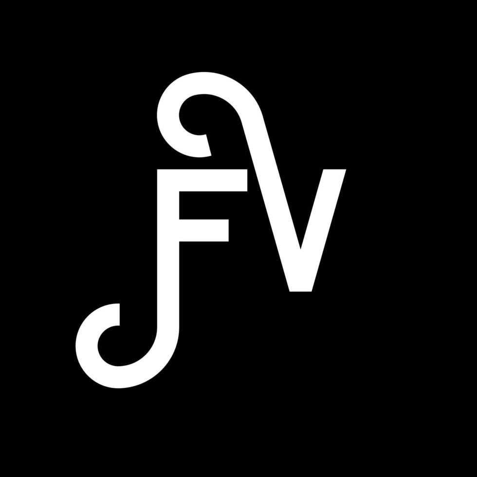 fv brev logotyp design på svart bakgrund. fv kreativa initialer bokstavslogotyp koncept. fv bokstavsdesign. fv vit bokstavsdesign på svart bakgrund. fv, fv logotyp vektor