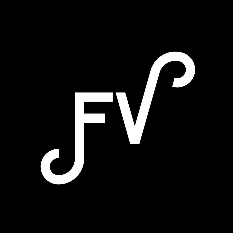 fv brev logotyp design på svart bakgrund. fv kreativa initialer bokstavslogotyp koncept. fv bokstavsdesign. fv vit bokstavsdesign på svart bakgrund. fv, fv logotyp vektor