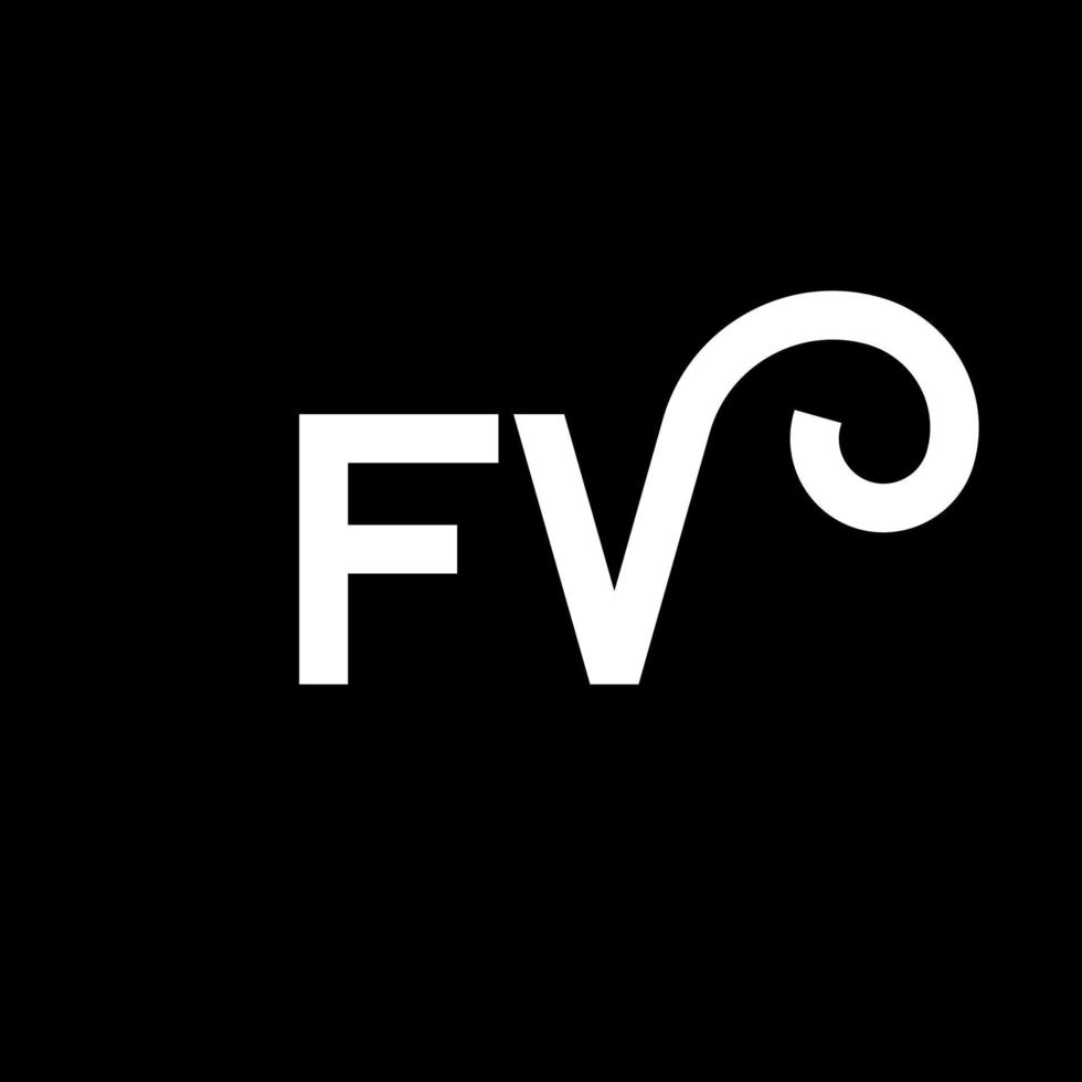 fv brev logotyp design på svart bakgrund. fv kreativa initialer bokstavslogotyp koncept. fv bokstavsdesign. fv vit bokstavsdesign på svart bakgrund. fv, fv logotyp vektor