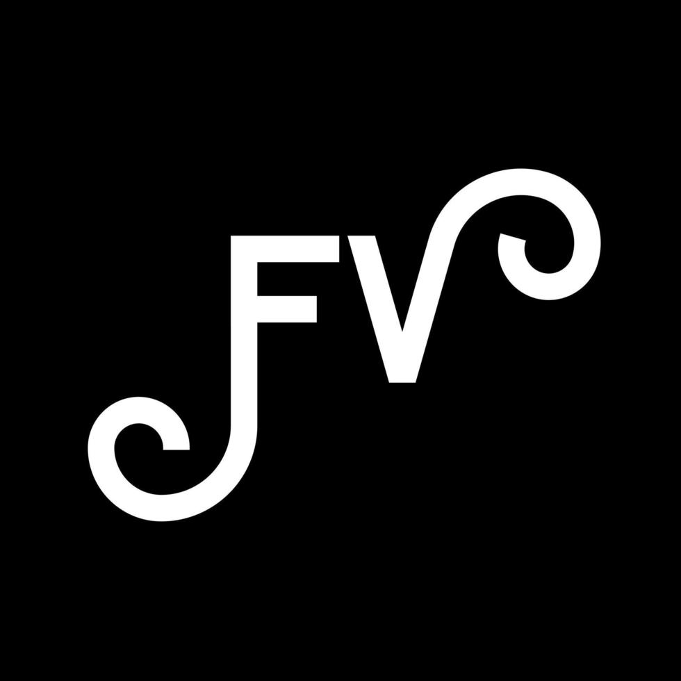 fv brev logotyp design på svart bakgrund. fv kreativa initialer bokstavslogotyp koncept. fv bokstavsdesign. fv vit bokstavsdesign på svart bakgrund. fv, fv logotyp vektor