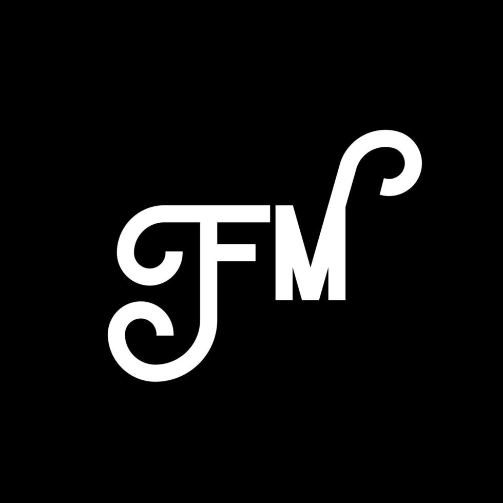 fm brev logotyp design på svart bakgrund. fm kreativa initialer bokstavslogotyp koncept. FM-bokstavsdesign. fm vit bokstavsdesign på svart bakgrund. fm, fm logotyp vektor