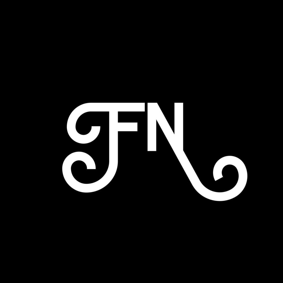 fn-Brief-Logo-Design auf schwarzem Hintergrund. fn kreative Initialen schreiben Logo-Konzept. fn Briefgestaltung. fn weißes Buchstabendesign auf schwarzem Hintergrund. fn, fn-Logo vektor