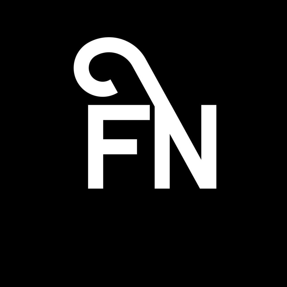 fn-Brief-Logo-Design auf schwarzem Hintergrund. fn kreative Initialen schreiben Logo-Konzept. fn Briefgestaltung. fn weißes Buchstabendesign auf schwarzem Hintergrund. fn, fn-Logo vektor