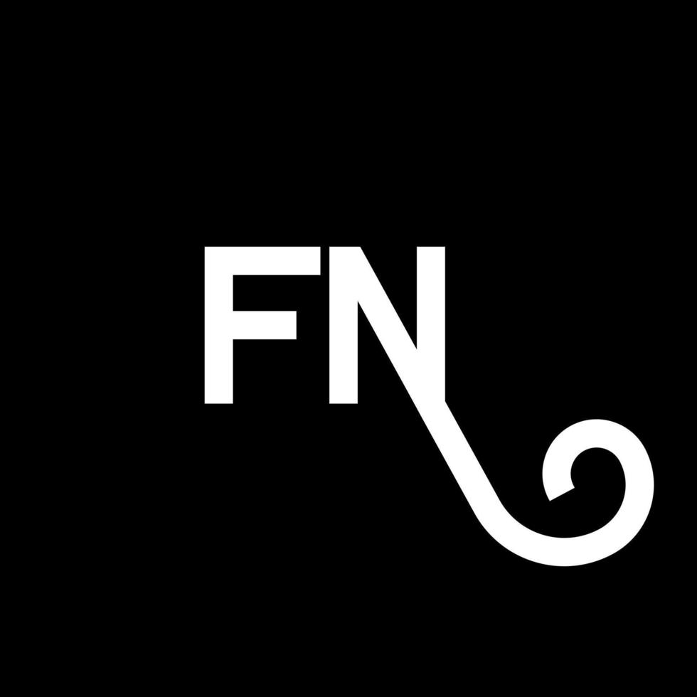 fn brev logotyp design på svart bakgrund. fn kreativa initialer bokstavslogotyp koncept. fn bokstavsdesign. fn vit bokstavsdesign på svart bakgrund. fn, fn-logotyp vektor