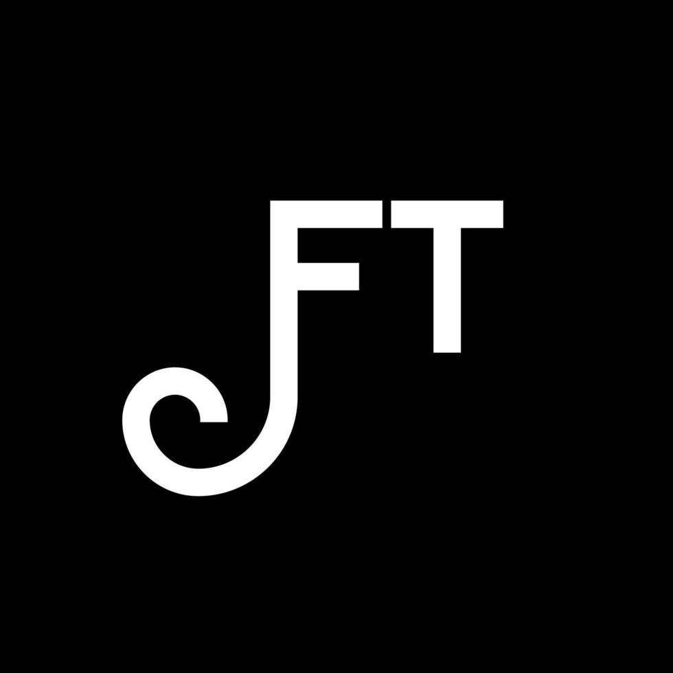 ft-Buchstaben-Logo-Design auf schwarzem Hintergrund. ft kreative Initialen schreiben Logo-Konzept. ft Briefgestaltung. ft weißes Buchstabendesign auf schwarzem Hintergrund. ft, ft-Logo vektor