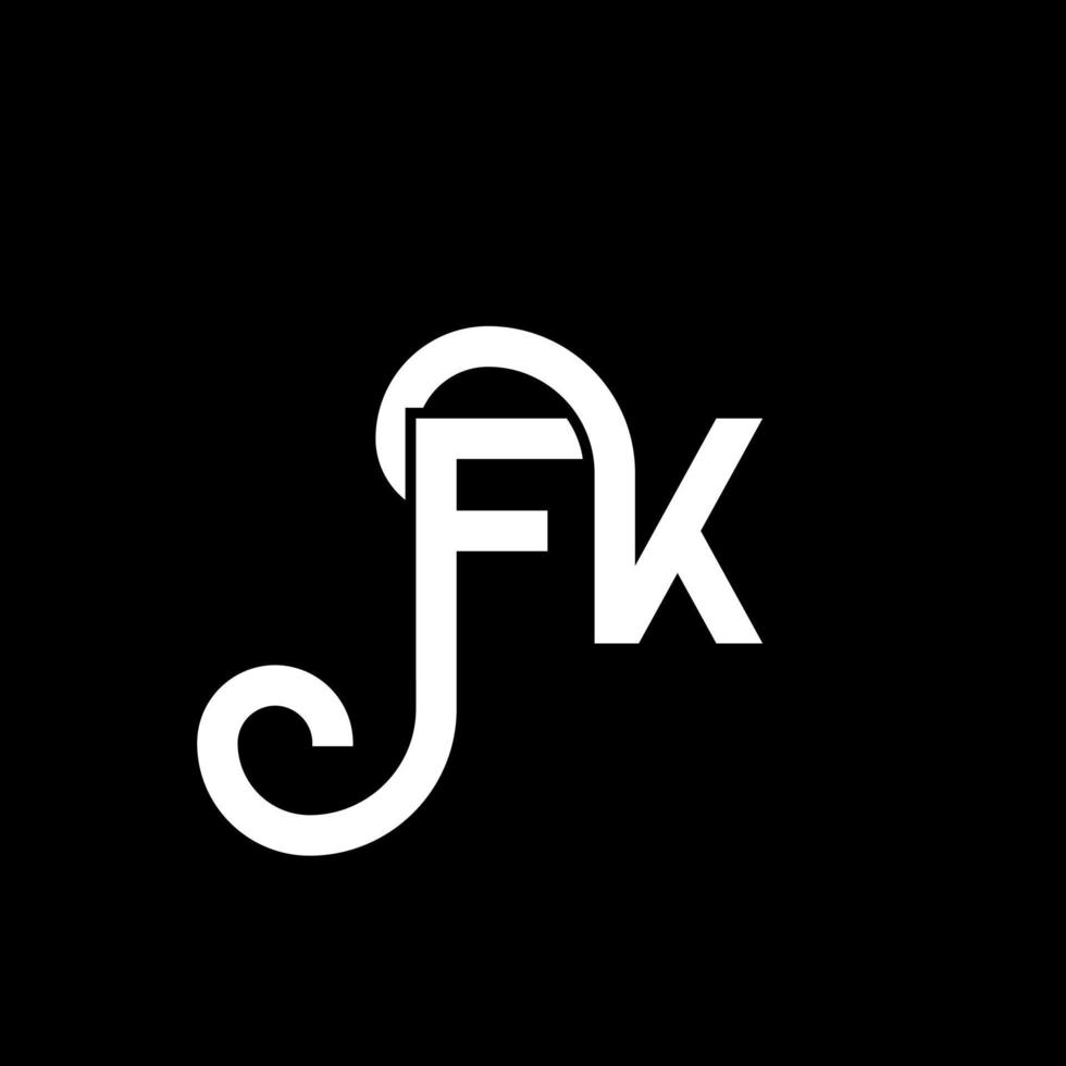 fk brev logotyp design på svart bakgrund. fk kreativa initialer bokstavslogotyp koncept. fk bokstavsdesign. fk vit bokstavsdesign på svart bakgrund. fk, fk logotyp vektor