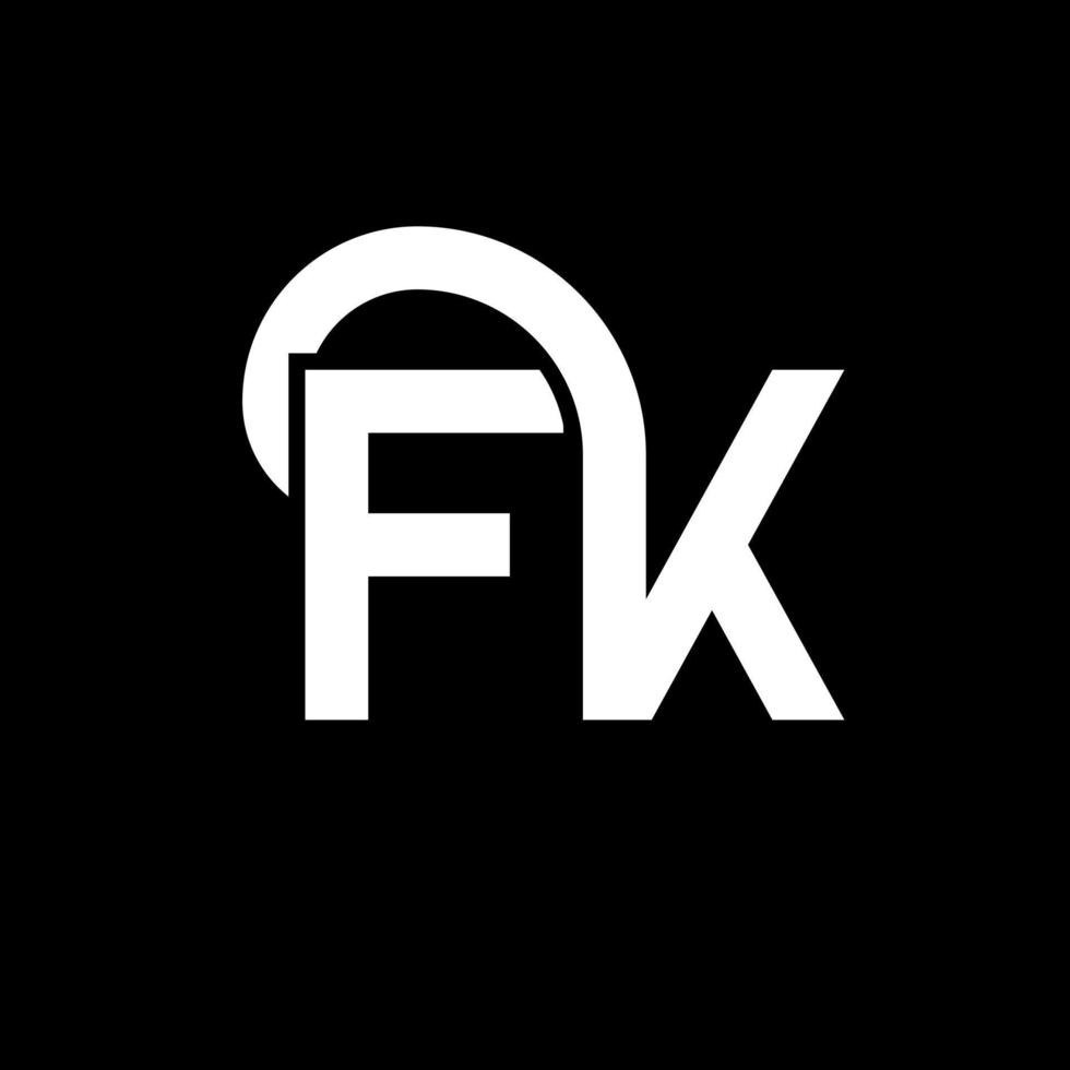 fk brev logotyp design på svart bakgrund. fk kreativa initialer bokstavslogotyp koncept. fk bokstavsdesign. fk vit bokstavsdesign på svart bakgrund. fk, fk logotyp vektor