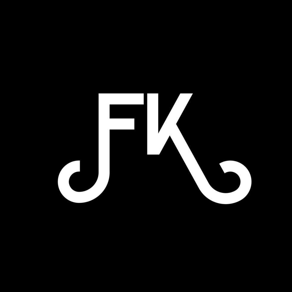 fk brev logotyp design på svart bakgrund. fk kreativa initialer bokstavslogotyp koncept. fk bokstavsdesign. fk vit bokstavsdesign på svart bakgrund. fk, fk logotyp vektor