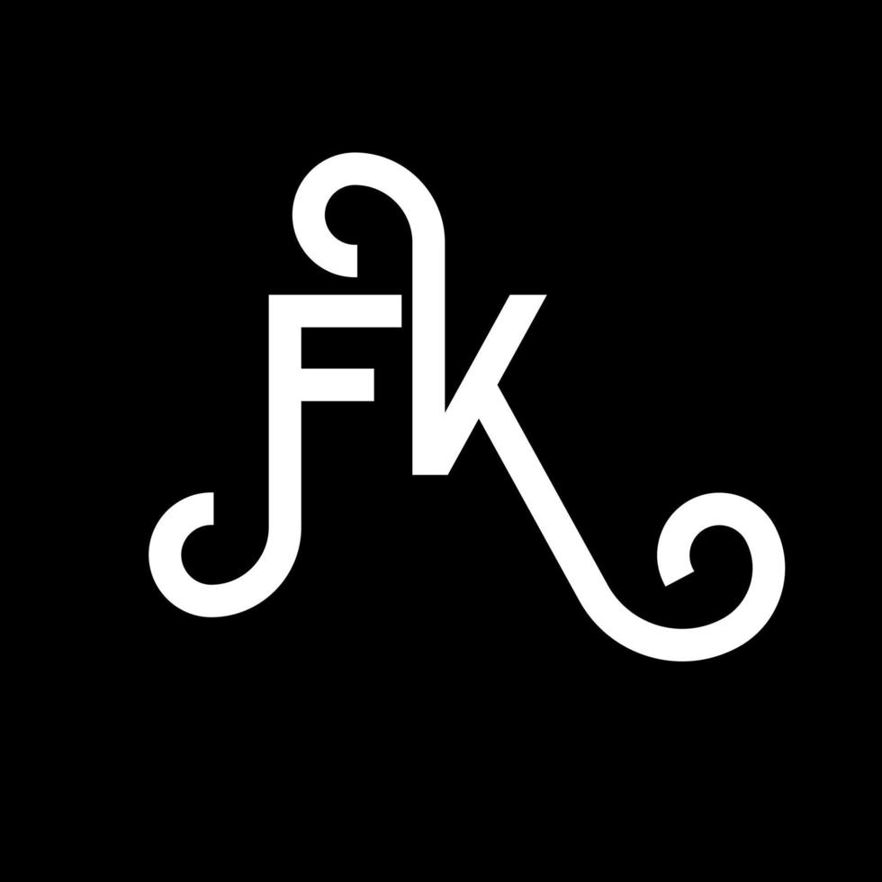 fk-Buchstaben-Logo-Design auf schwarzem Hintergrund. fk kreative Initialen schreiben Logo-Konzept. fk Briefgestaltung. fk weißes Buchstabendesign auf schwarzem Hintergrund. fk, fk-Logo vektor