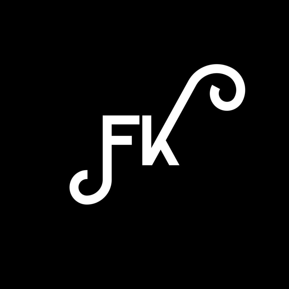 fk brev logotyp design på svart bakgrund. fk kreativa initialer bokstavslogotyp koncept. fk bokstavsdesign. fk vit bokstavsdesign på svart bakgrund. fk, fk logotyp vektor