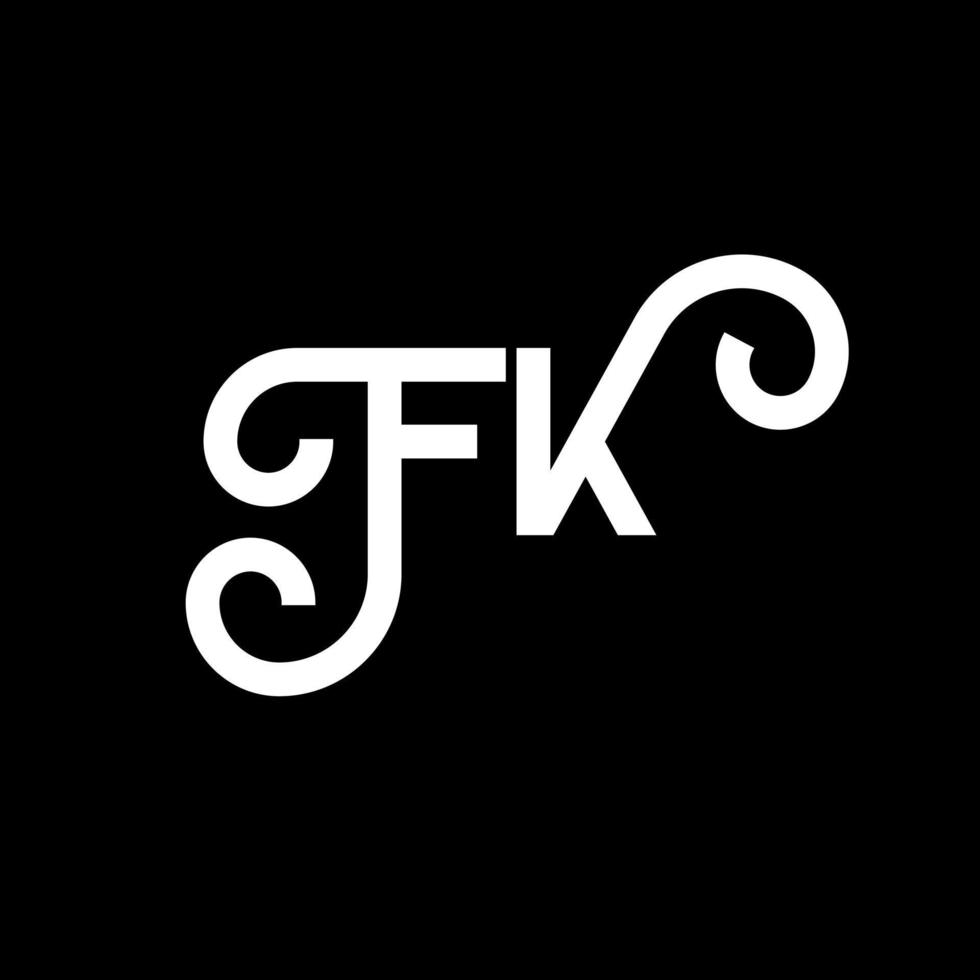 fk-Buchstaben-Logo-Design auf schwarzem Hintergrund. fk kreative Initialen schreiben Logo-Konzept. fk Briefgestaltung. fk weißes Buchstabendesign auf schwarzem Hintergrund. fk, fk-Logo vektor