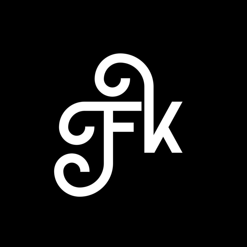 fk-Buchstaben-Logo-Design auf schwarzem Hintergrund. fk kreative Initialen schreiben Logo-Konzept. fk Briefgestaltung. fk weißes Buchstabendesign auf schwarzem Hintergrund. fk, fk-Logo vektor