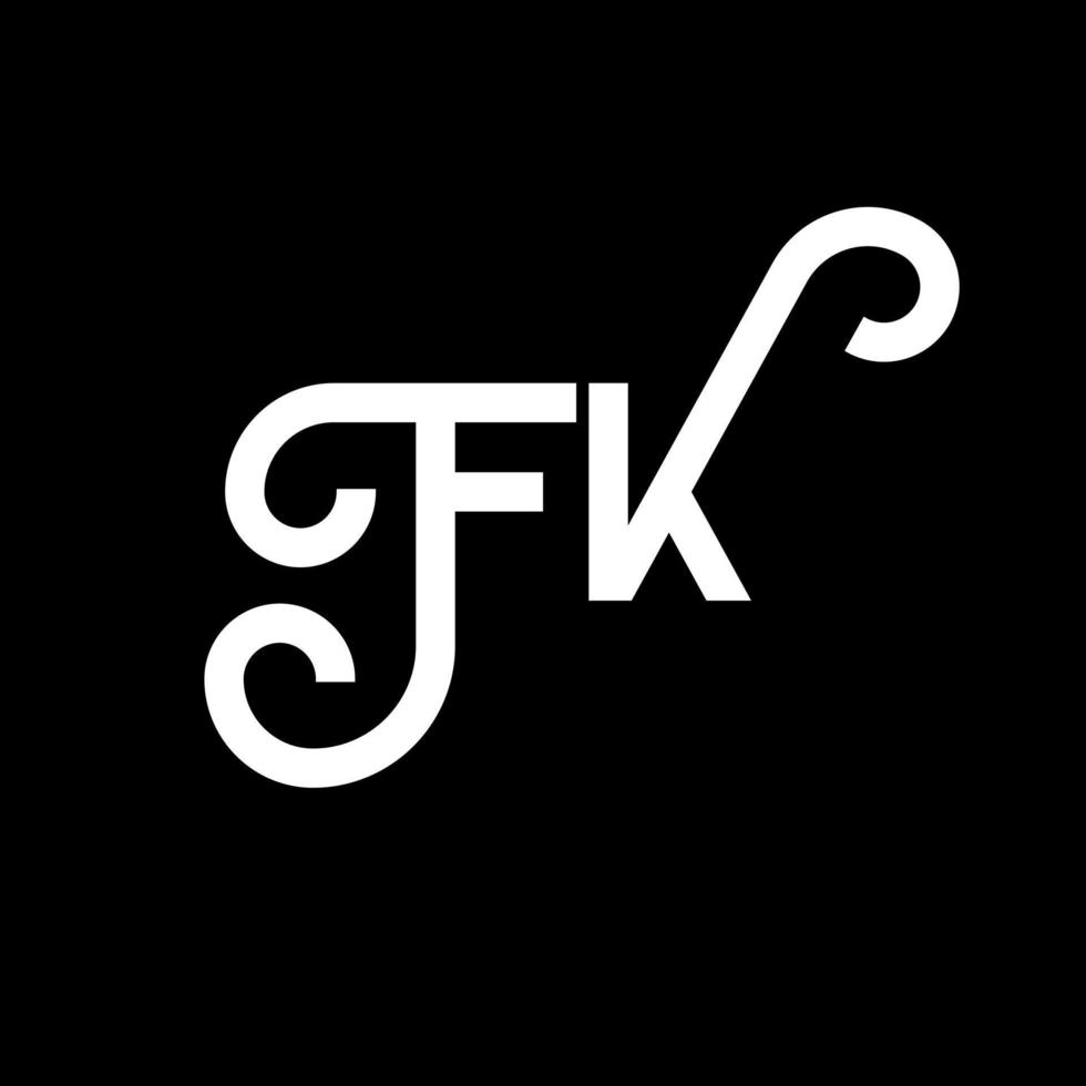 fk brev logotyp design på svart bakgrund. fk kreativa initialer bokstavslogotyp koncept. fk bokstavsdesign. fk vit bokstavsdesign på svart bakgrund. fk, fk logotyp vektor