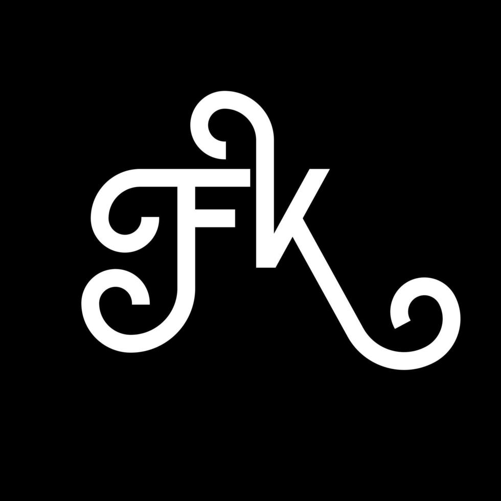 fk brev logotyp design på svart bakgrund. fk kreativa initialer bokstavslogotyp koncept. fk bokstavsdesign. fk vit bokstavsdesign på svart bakgrund. fk, fk logotyp vektor