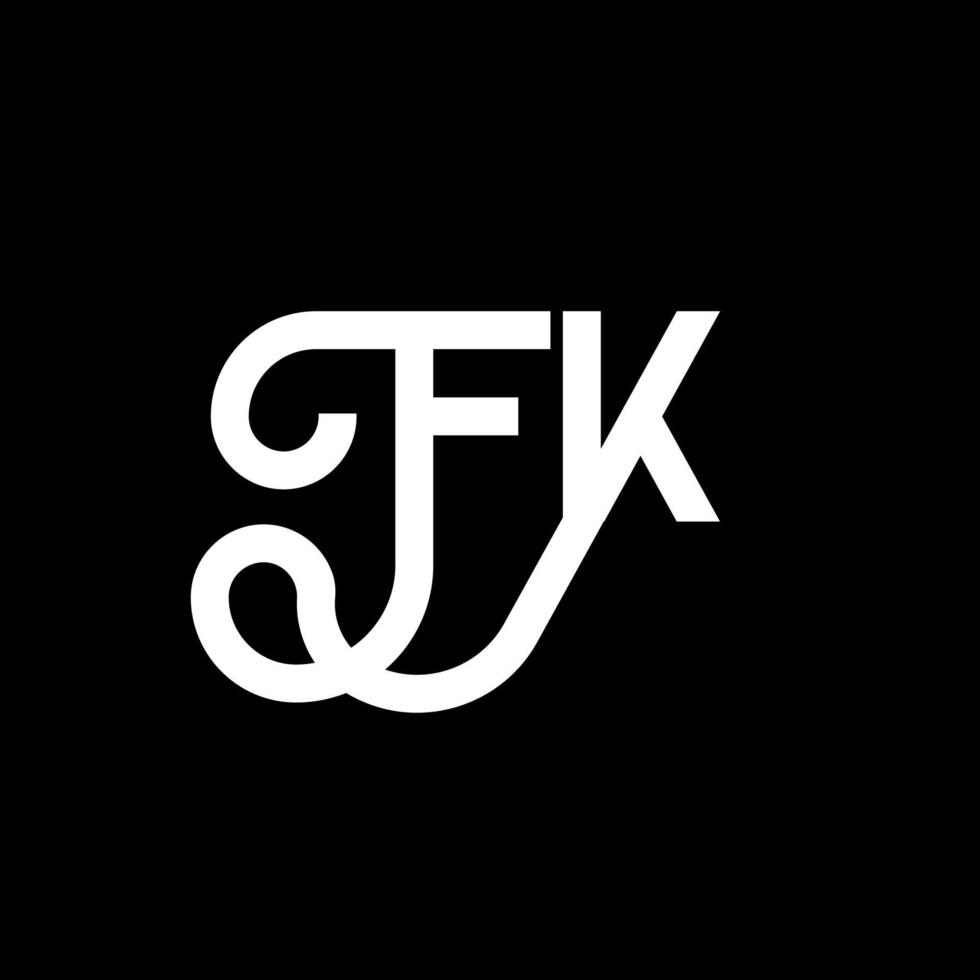 fk brev logotyp design på svart bakgrund. fk kreativa initialer bokstavslogotyp koncept. fk bokstavsdesign. fk vit bokstavsdesign på svart bakgrund. fk, fk logotyp vektor