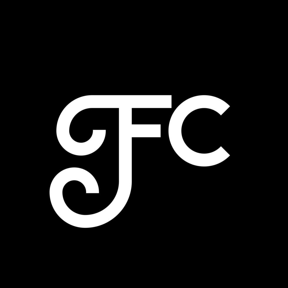 fc brev logotyp design på svart bakgrund. FC kreativa initialer brev logotyp koncept. fc bokstavsdesign. fc vit bokstavsdesign på svart bakgrund. fc, fc logotyp vektor