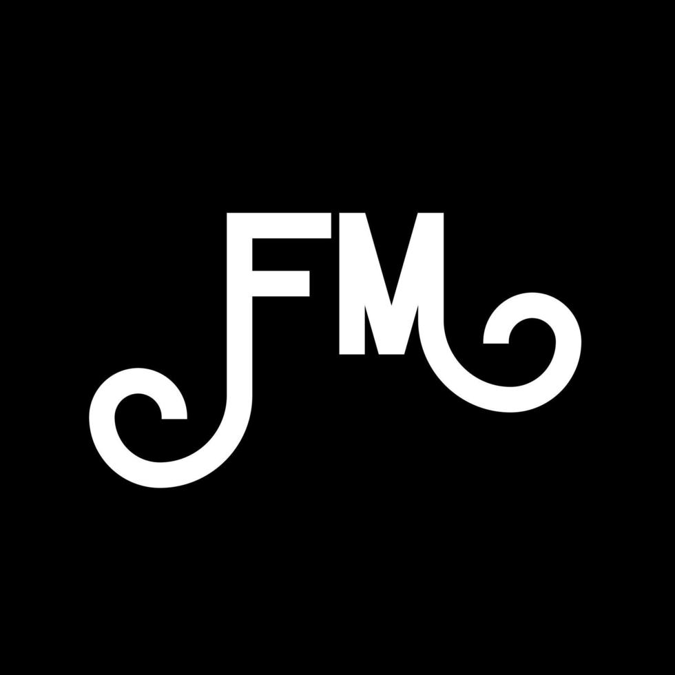 fm-Brief-Logo-Design auf schwarzem Hintergrund. fm kreative Initialen schreiben Logo-Konzept. FM-Briefgestaltung. fm weißes Buchstabendesign auf schwarzem Hintergrund. FM, FM-Logo vektor