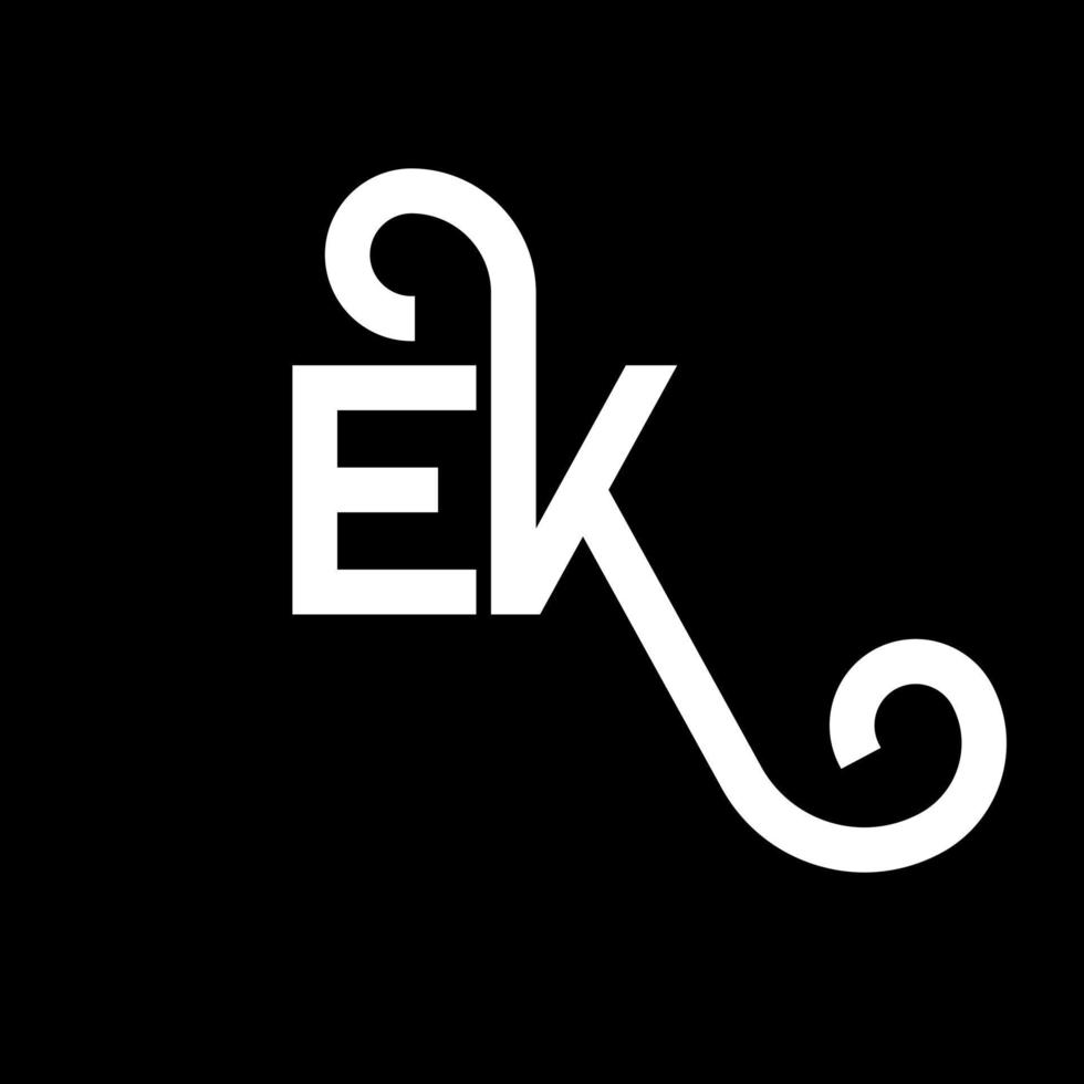 e-Buchstaben-Logo-Design auf schwarzem Hintergrund. ek kreative Initialen schreiben Logo-Konzept. ek Briefgestaltung. ek weißes Buchstabendesign auf schwarzem Hintergrund. ek, ek-Logo vektor