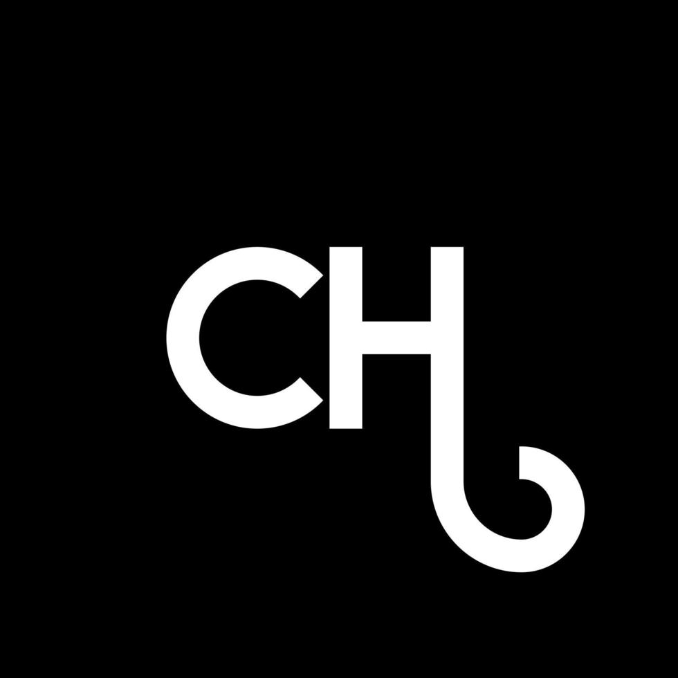ch-Buchstaben-Logo-Design auf schwarzem Hintergrund. ch kreative Initialen schreiben Logo-Konzept. ch Briefgestaltung. ch weißes Buchstabendesign auf schwarzem Hintergrund. ch, ch-Logo vektor