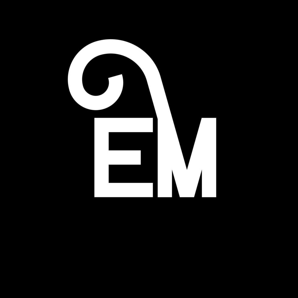 em brev logotyp design på svart bakgrund. em kreativa initialer brev logotyp koncept. em brev design. em vit bokstavsdesign på svart bakgrund. em, em logotyp vektor