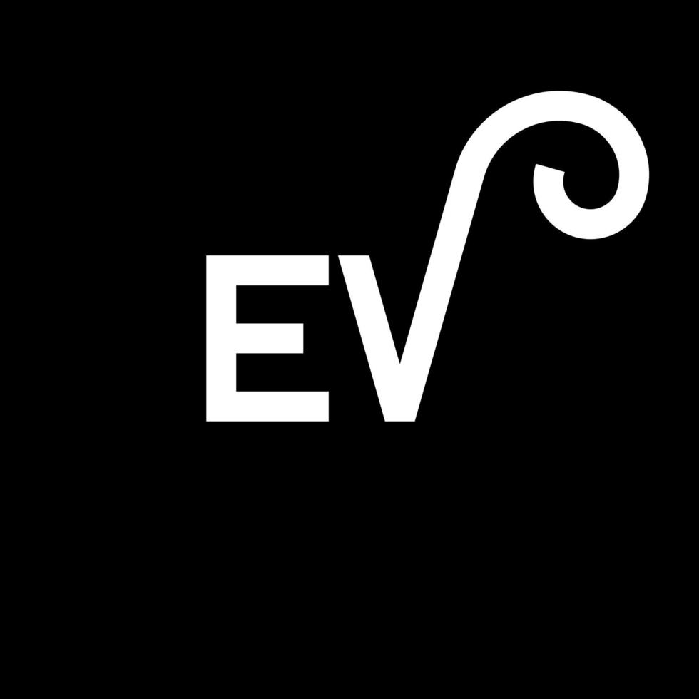 ev-Buchstaben-Logo-Design auf schwarzem Hintergrund. ev kreative Initialen schreiben Logo-Konzept. ev Briefgestaltung. ev weißes Buchstabendesign auf schwarzem Hintergrund. ev, ev-Logo vektor